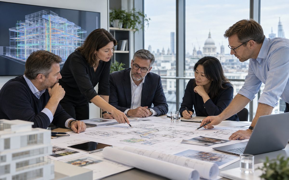 Sysflex consultants running a design review workshop with a client project team